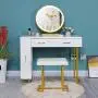 Iwell Vanity Table Set with 3 Colors Lighted Mirror, 1 Storage Cabinet & 2 Drawers, Dressing Makeup Table with Cushioned Stool, Gift for Girl, Women, Dresser Desk for Bedroom, Bathroom White