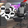 BOSSIN Gaming Chair Office Computer Desk Chair with Footrest and Headrest Racing Game Ergonomic Design Large Size High-Back E-Sports Chair PU Leather Swivel Chair Sillas Gaming (Gray)