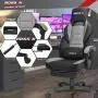 BOSSIN Gaming Chair Office Computer Desk Chair with Footrest and Headrest Racing Game Ergonomic Design Large Size High-Back E-Sports Chair PU Leather Swivel Chair Sillas Gaming (Gray)