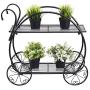 Safstar Metal Plant Stand, Two Tiered Garden Cart Shelf for Indoor Outdoor Home Garden Patio, Parisian Style Flower Pot Holder, Stable and Durable