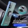 ANSIWEE Galaxy Note 20 6.7 Inch Case, Metal Ring Kickstand Work with Magnetic Car Mount Cover Reinforced Drop Protector Bumper Clear Hard Back Teal Cases Designed for Samsung Note 20（Blue Green）