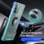 ANSIWEE Galaxy Note 20 6.7 Inch Case, Metal Ring Kickstand Work with Magnetic Car Mount Cover Reinforced Drop Protector Bumper Clear Hard Back Teal Cases Designed for Samsung Note 20（Blue Green）