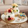 Weharnar -12 inch Cake Stand Two Usage Round Metal Cake Stands Dessert Display Cupcake Stands with Multiple Free Combination Styles for Baby Shower, Wedding Birthday Party Celebration (Gold)