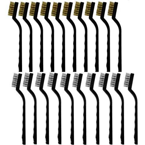 Twdrer 20 Pack Wire Brush Metal Brush Stainless Steel and Brass Brush Curved Handle Wire Toothbrush for Cleaning Welding Slag,Stain,Rust Twdrer 20 Pack Wire Brush Metal Brush Stainless Steel and Brass Brush Curved Handle Wire Toothbrush for Cleaning Welding Slag,Stain,Rust