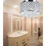 New Galaxy Lighting 4-Light Chrome Finish Round Metal Shade Crystal Chandelier Semi-Flush Mount Ceiling Fixture