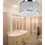 New Galaxy Lighting 4-Light Chrome Finish Round Metal Shade Crystal Chandelier Semi-Flush Mount Ceiling Fixture