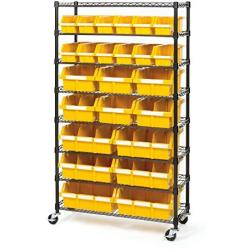 Seville Classics Commerical Grade NSF-Certified Bin Rack Storage Steel Wire Shelving System - 24 Bins - Yellow