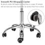 Mefeir Hydraulic Rolling Salon Stool Padded with Back Rest, Modern Cushion Drafting Chair on Wheels for Office Home Kitchen Counter, Height Adjustable Swivel Barstool, PVC Leather