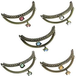 Housweety 5PCs Metal Purse Bag Frame Kiss Clasp Lock Bronze Tone 8.8cm x6cm