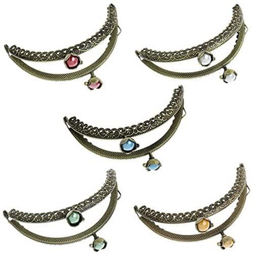 Housweety 5PCs Metal Purse Bag Frame Kiss Clasp Lock Bronze Tone 8.8cm x6cm