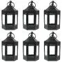 Vela Lanterns 4.5 Inch Metal Tealight Mini Candle Lantern, Black, Set of 6 Vela Lanterns 4.5 Inch Metal Tealight Mini Candle Lantern, Black, Set of 6