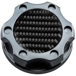 VMS RACING GUNMETAL OIL CAP with Real Black CARBON FIBER Emblem in CNC Machined Billet Aluminum Compatible with Chevy Chevrolet Corvette Stingray 14-19 2014-2019 NEW LT LT-1 V8 Wet Sump Engines