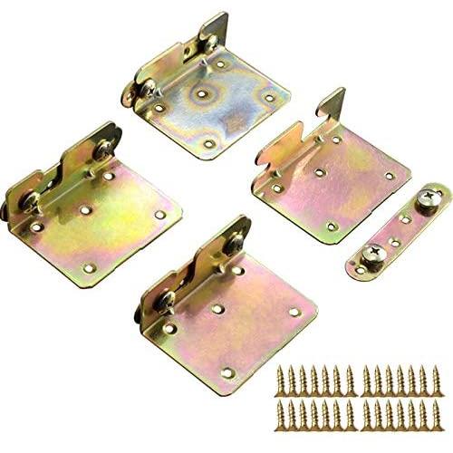 TIHOOD 4PCS Premium Heavy Duty Non-Mortise Bed Rail Fittings Wood Bed Rail Bracket, Headboards and Foot-Boards with Screws TIHOOD 4PCS Premium Heavy Duty Non-Mortise Bed Rail Fittings Wood Bed Rail Bracket, Headboards and Foot-Boards with Screws