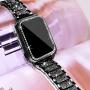 Mosonio Compatible with Apple Watch Band 38mm 40mm 42mm 44mm with Case Women, Jewelry Replacement Metal Wristband Strap with 2 Pack Bling PC Protective Cover for iWatch Series 6/5/4/3/2/1(Black)