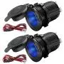 ZHSMS Universal 12V/24V Car Cigarette Lighter Socket Replacement with Blue LED for Car Marine Motorcycle ATV RV and More, Waterproof, Pack of 2 ZHSMS Universal 12V/24V Car Cigarette Lighter Socket Replacement with Blue LED for Car Marine Motorcycle ATV RV and More, Waterproof, Pack of 2