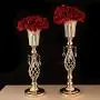 Set of 2 Tall Metal Wedding Centerpieces for Reception Tables, Gold Flower Vase Stand, Base Decortion for Party, Events, Birthday, Celebration Ceremonies (Gold, 23.2in)