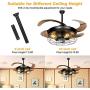 Industrial Retractable Ceiling Fans with Lights - [Update] with 5 LED Bulbs 4 Mode Timing with Remote Controller 42inch Vintage Ceiling Fans with 2 Down Rods