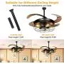 Industrial Retractable Ceiling Fans with Lights - [Update] with 5 LED Bulbs 4 Mode Timing with Remote Controller 42inch Vintage Ceiling Fans with 2 Down Rods