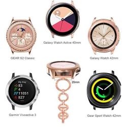 AIIKO Compatible with Galaxy Watch 42mm /Active 2/Galaxy Watch 3 41mm Bands Band Women, 20mm Jewelry Stainless Steel Watchband & Bezel Ring Cover Diamond Strap Bracelet for Samsung Galaxy Watch 42mm (Rose Gold)