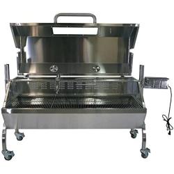 TITAN GREAT OUTDOORS BBQ Rotisserie Grill w/Roaster Spit and Glass Hood, 125 lbs.