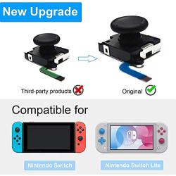 Joycon Joystick Replacement 4 Pack 3D Analog Stick Parts for Nintendo Switch Joy-con Controller Repair Kit Include 4 Thumb 3D Sticks, 4 Metal Buckles, 4 Thumb Grips Caps, Screwdriver Repair Tool