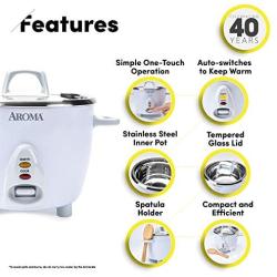 Aroma Housewares Select Stainless Rice Cooker & Warmer with Uncoated Inner Pot, 14-Cup(cooked) / 3Qt, ARC-757SG