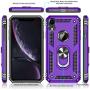 iPhone XR Case with HD Screen Protector, Gritup 360 Degree Rotating Metal Ring Holder Kickstand Armor Anti-Scratch Bracket Cover Case for Apple iPhone XR 6.1 inch Purple
