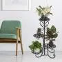 Plant Stand Metal Flower Holder Racks with 4 Tier Garden Decoration Display Wrought Iron 4 Layers Planter Rack Shelf Organizer for Indoor Outdoor, Black Plant Stand Metal Flower Holder Racks with 4 Tier Garden Decoration Display Wrought Iron 4 Layers Planter Rack Shelf Organizer for Indoor Outdoor, Black