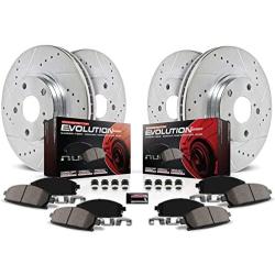 Power Stop K7348 Front and Rear Z23 Carbon Fiber Brake Pads with Drilled & Slotted Brake Rotors Kit