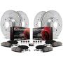 Power Stop K6375 Front and Rear Z23 Carbon Fiber Brake Pads with Drilled & Slotted Brake Rotors Kit
