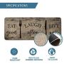 Artoid Mode Eat Good Laugh Often Live Well Decorative Kitchen Mats Set of 2, Seasonal Fork and Knife Holiday Party Low-Profile Floor Mat for Home Kitchen - 17x29 and 17x47 Inch