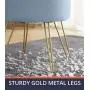 Ornavo Home Modern Round Velvet Storage Ottoman Foot Rest Stool/Seat with Gold Metal Legs & Tray Top Coffee Table - Dusty Blue
