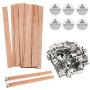 BENBO 50 Pieces Smokeless 5.1 X 0.5 Inch Natural Candle Wicks with Iron Stand Candle Cores for DIY Candle Making Craft (Wooden)