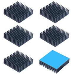 weideer 6pcs Aluminum Heat Sink 40x40x11mm/1.5'' x1.5X 0.4'' Small Cooler Heat Sink with Thermal Conductive Double Sided Tape for Cooling 3D Printers CPU IC Chips HS40x40x11