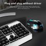 Rechargeable Wireless Keyboard and Mouse Combo, Ergonomic Metal Panel Keyboard with LED Backlight, 4-Color LED Backlight Optical Mice with Side Button, Easy to Clean, Anti-wear, for Office and Games