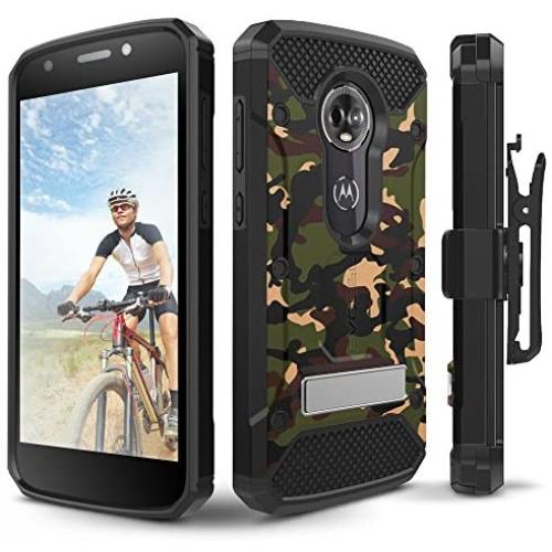 Moto E5 Plus / E5 Supra Case, Evocel [Explorer Series Pro] Premium Full Body Case with Glass Screen Protector, Belt Clip, Metal Kickstand for Motorola Moto E5 Supra/Moto E5 Plus, Camouflage