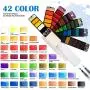 Falling in Art 42 Assorted Watercolor Paint Set, Solid Field Sketch Kit with 2 Brushes