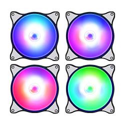 PC Case Fan Computer Case Fan，Long Life 120mm High Airflow Quiet Edition Colourful LED Case Fan for PC Cases, Radiators 4-Pack，