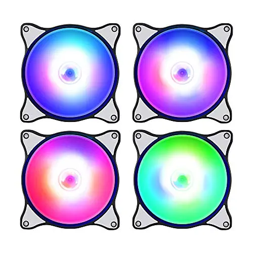 PC Case Fan Computer Case Fan,Long Life 120mm High Airflow Quiet Edition Colourful LED Case Fan for PC Cases, Radiators 4-Pack, PC Case Fan Computer Case Fan,Long Life 120mm High Airflow Quiet Edition Colourful LED Case Fan for PC Cases, Radiators 4-Pack,