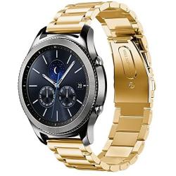 Shangpule Compatible Gear S3 bands, Galaxy Watch 3 45mm Band Galaxy Watch 46mm Bands, 22mm Stainless Steel Metal Replacement Strap Bracelet Compatible Samsung Gear S3 Classic and S3 Frontier Smartwatch (Gold)