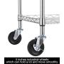 Finnhomy 3 Tier Heavy Duty Commercial Grade Utility Cart, Wire Rolling Cart with Handle Bar, Steel Service Cart with Wheels, Utility Shelf Plant Display Shelf Food Storage Trolley, NSF Listed