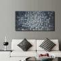 Large Abstract Silver Square Wall Art Hand Painted Textured Oil Painting on Canvas Ready To Hang 60x30inch