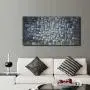 Large Abstract Silver Square Wall Art Hand Painted Textured Oil Painting on Canvas Ready To Hang 60x30inch