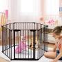 Costzon Baby Safety Gate, 4-in-1 Fireplace Fence, Wide Barrier Gate with Walk-Through Door in Two Directions, Add/Decrease Panels Directly, Wall-Mount Metal Gate for Pet & Child, Door (Black, 6-Panel) Costzon Baby Safety Gate, 4-in-1 Fireplace Fence, Wide Barrier Gate with Walk-Through Door in Two Directions, Add/Decrease Panels Directly, Wall-Mount Metal Gate for Pet & Child, Door (Black, 6-Panel)