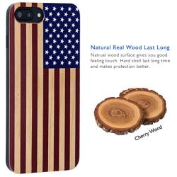 iProductsUS Wood Phone Case Compatible with iPhone SE (2020), iPhone 8, 7, 6/6S and Magnetic Mount, American Flag Printed in USA, Built-in Metal Plate,TPU Bumper Protective Shockproof Cover (4.7'')