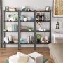 HOMFA Metal 4 Shelf Bookcase, Multifunctional Ladder-Shaped Plant Flower Stand Rack Bookrack Storage Shelves, Black