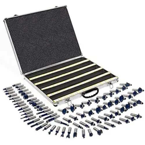 XtremepowerUS 80pcs 1/2'' Shank Carbide Router Bits Tungsten Carbide Bit Set Woodworking Tool Carbon Steel 2 Blade 3 Blade Carrying Case XtremepowerUS 80pcs 1/2'' Shank Carbide Router Bits Tungsten Carbide Bit Set Woodworking Tool Carbon Steel 2 Blade 3 Blade Carrying Case