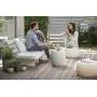Keter Urban Knit Pouf Ottoman Set of 2 with Storage Table for Patio and Room Décor-Perfect for Balcony, Deck, and Outdoor Seating, Grey & White