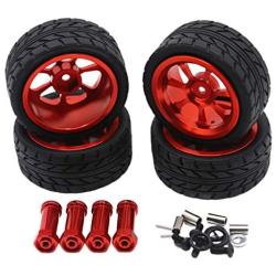 F Fityle 4Pieces RC Car Tires Accessory Spare Parts Wheels for Wltoys 1/14 Scale 144001 A959 A949 A969 RC Car - Red