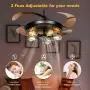 Industrial Retractable Ceiling Fans with Lights - [Update] with 5 LED Bulbs 4 Mode Timing with Remote Controller 42inch Vintage Ceiling Fans with 2 Down Rods